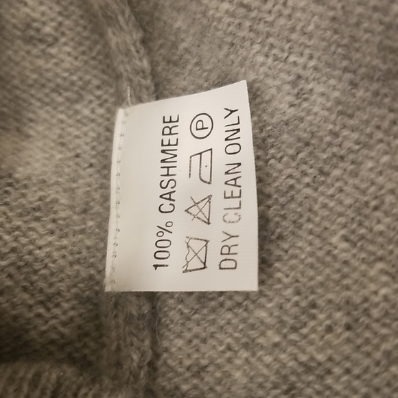 💕LOIZ💕 100% Cashmere Sweater Vest ~ V-Neck Preppy Grey Large - Picture 6 of 6